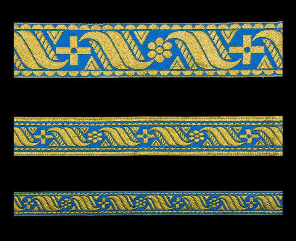 Galloon (Athos) skyblue with gold