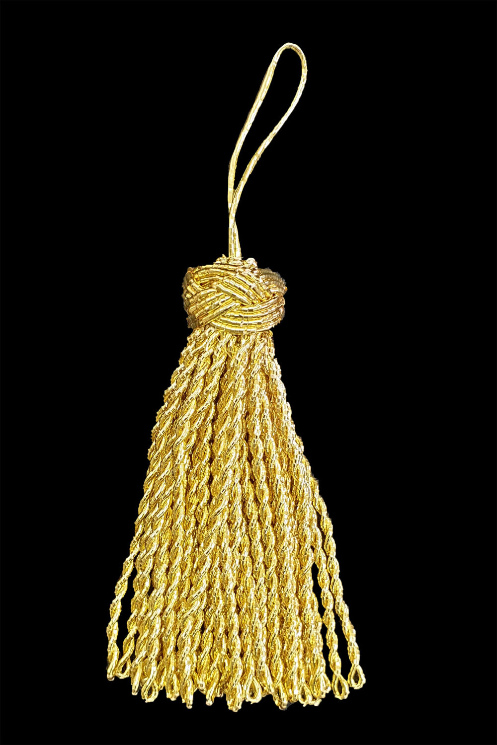 Tassel with large knot lurex golden