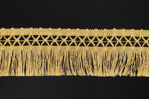Twisted thread fringe on braid dark gold 8cm