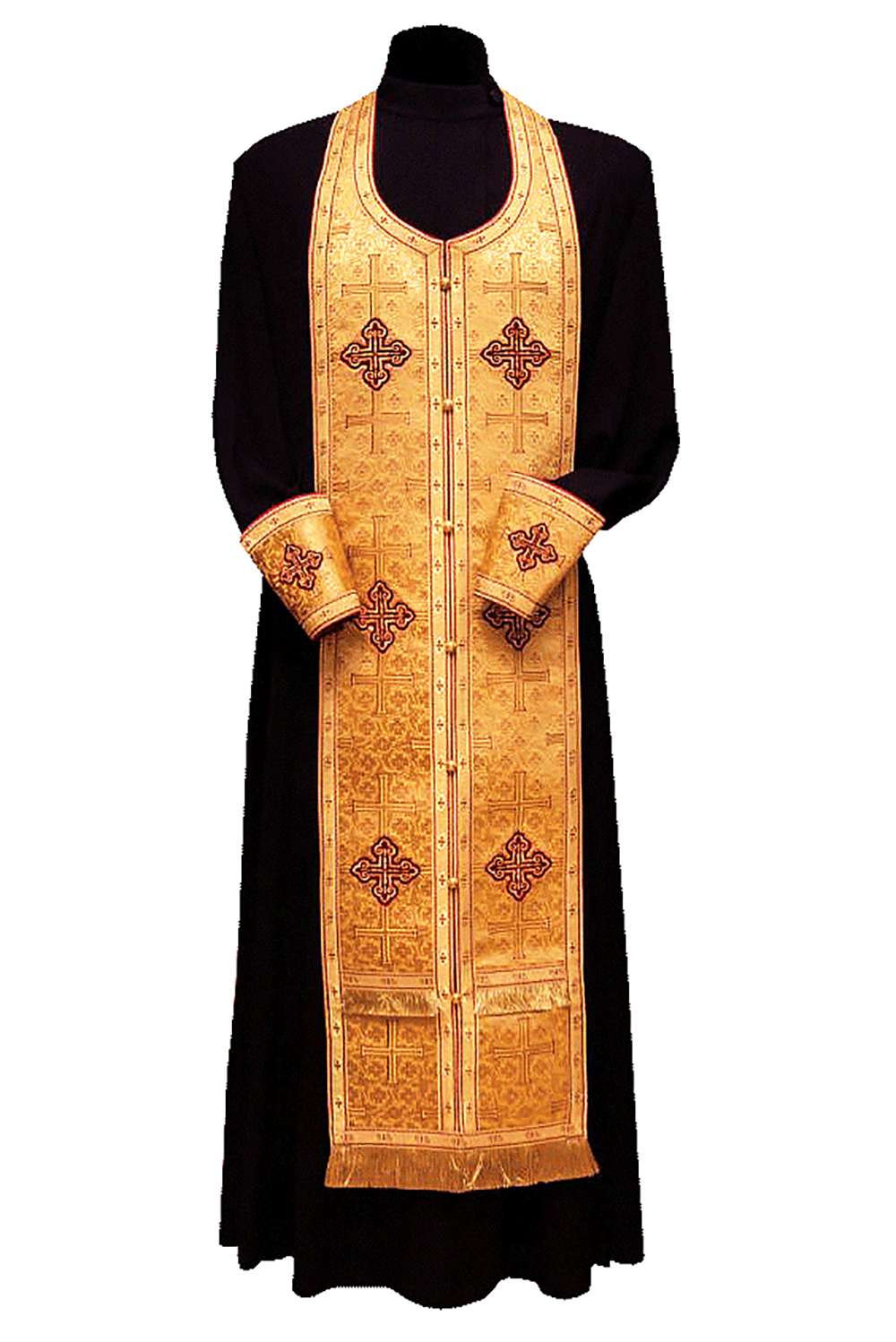 Epitrachelion Set yellow with dark red Epitrachelion Set yellow with dark red