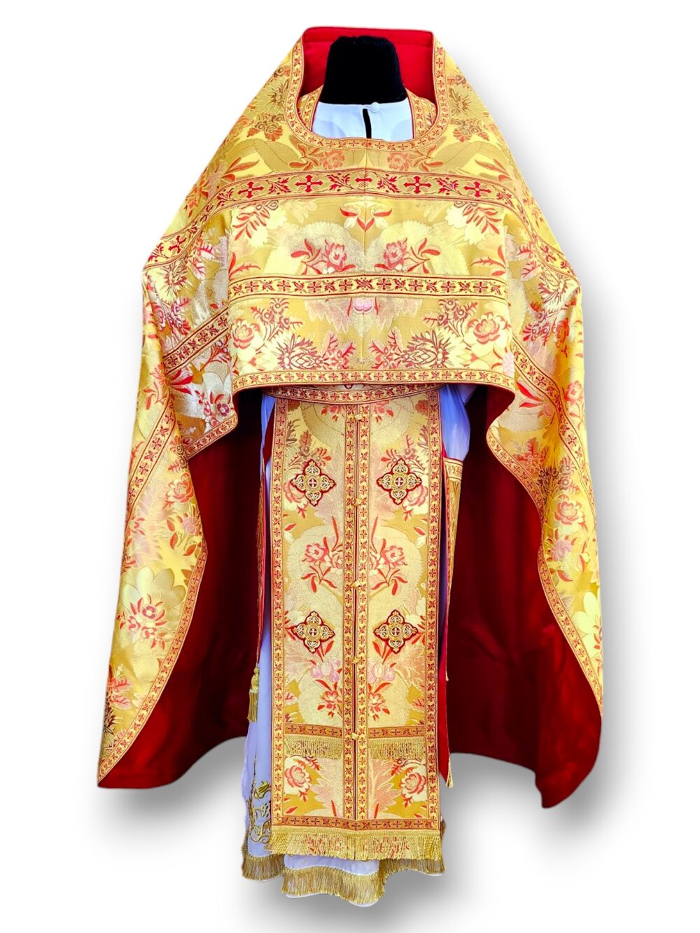 Russian priest vestment made from yellow Greek brocade Russian priest vestment made from yellow Greek brocade