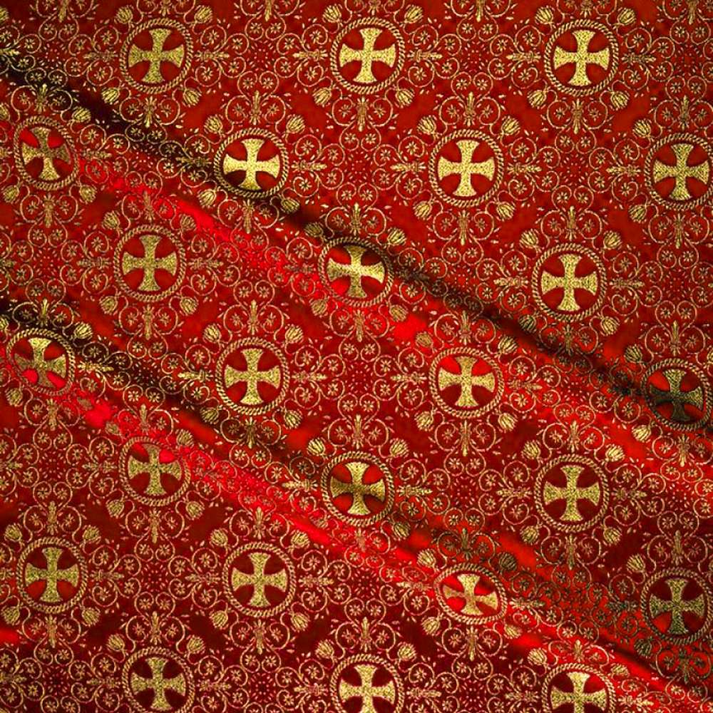 Brocade (Greek Cross) for vestment red