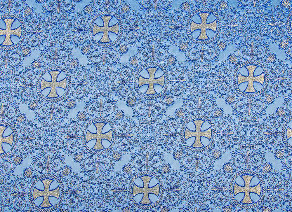 Brocade (Greek Cross) for vestment skyblue for sale
