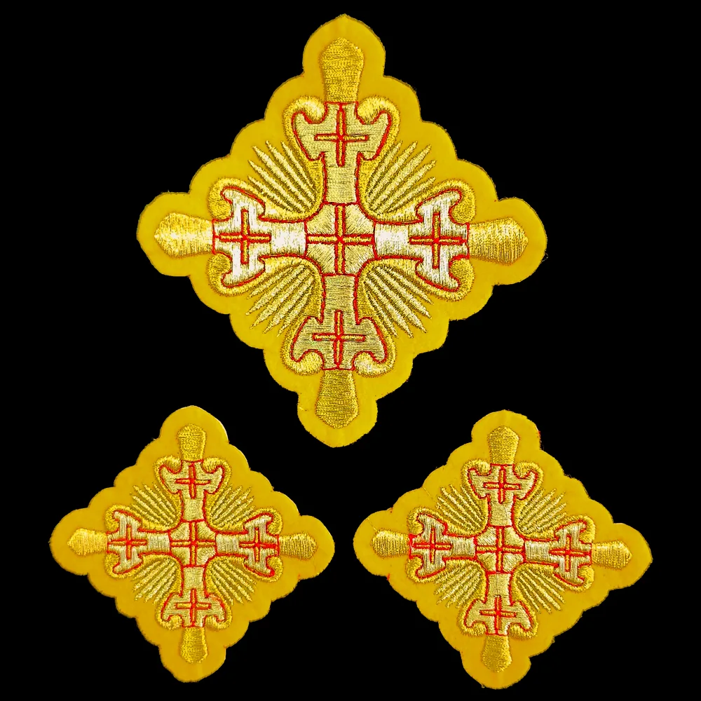 A set of embroidered crosses for the liturgical set (Gregory)