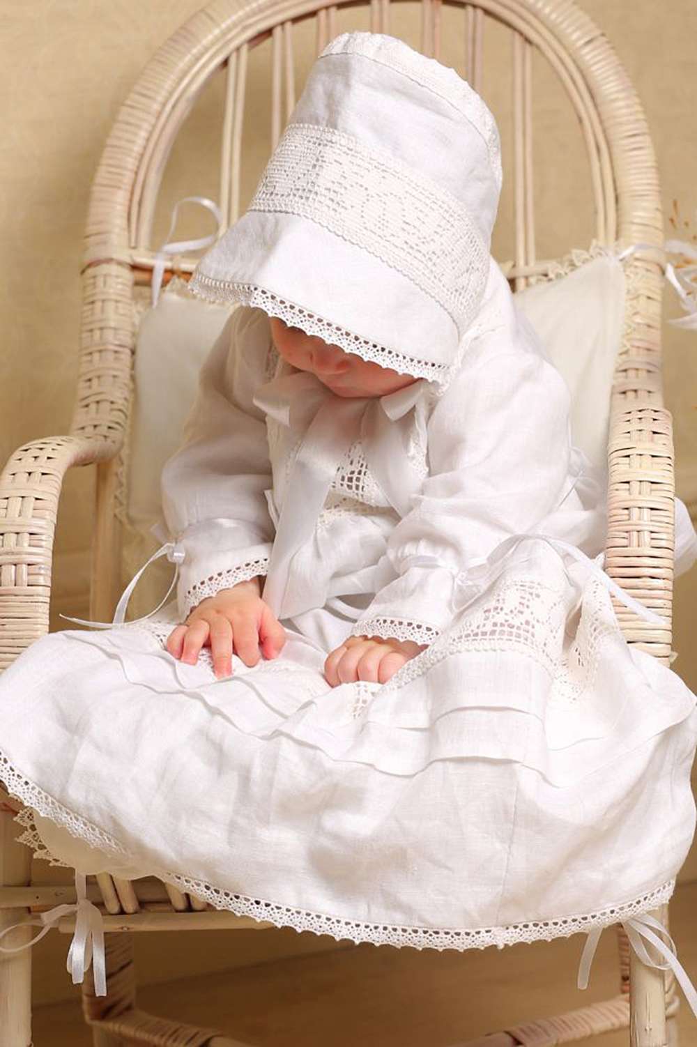 Baptism, christening set (Anastasia) Greek fabric