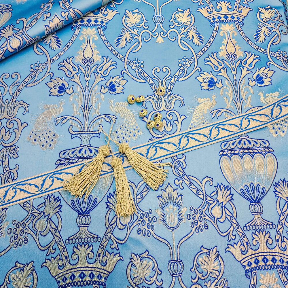 Brocade (Garden of Eden) skyblue with silver for sale