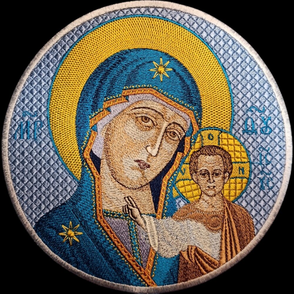 Embroidered icon (Kazan Icon of the Mother of God)