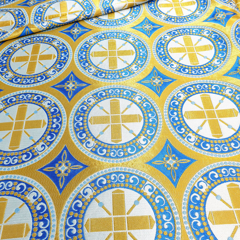 Fabric for church vestments (Byzantium) blue for sale