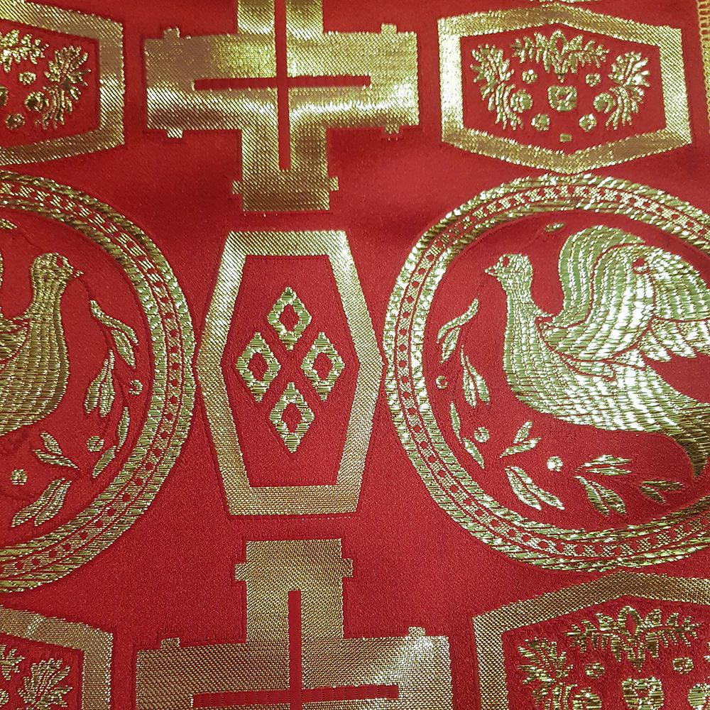 PURPLE GOLD Metallic Liturgical Cross Brocade Fabric 55 In. 