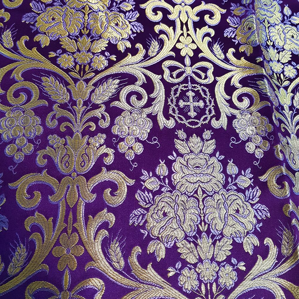 Purple - Violet Damask Fabric - Purple (Violet) Church Damask Fabric