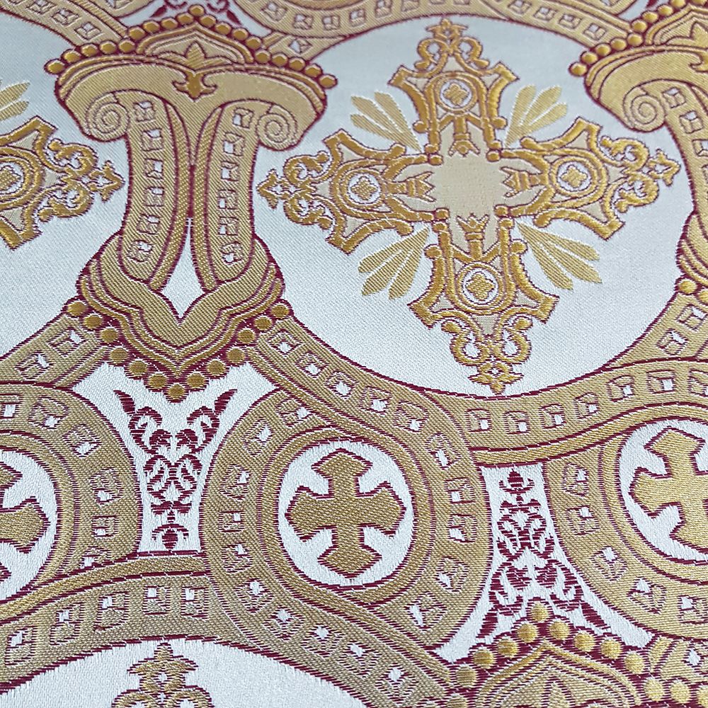 Greek Brocade white burgundy outline (Leonid)