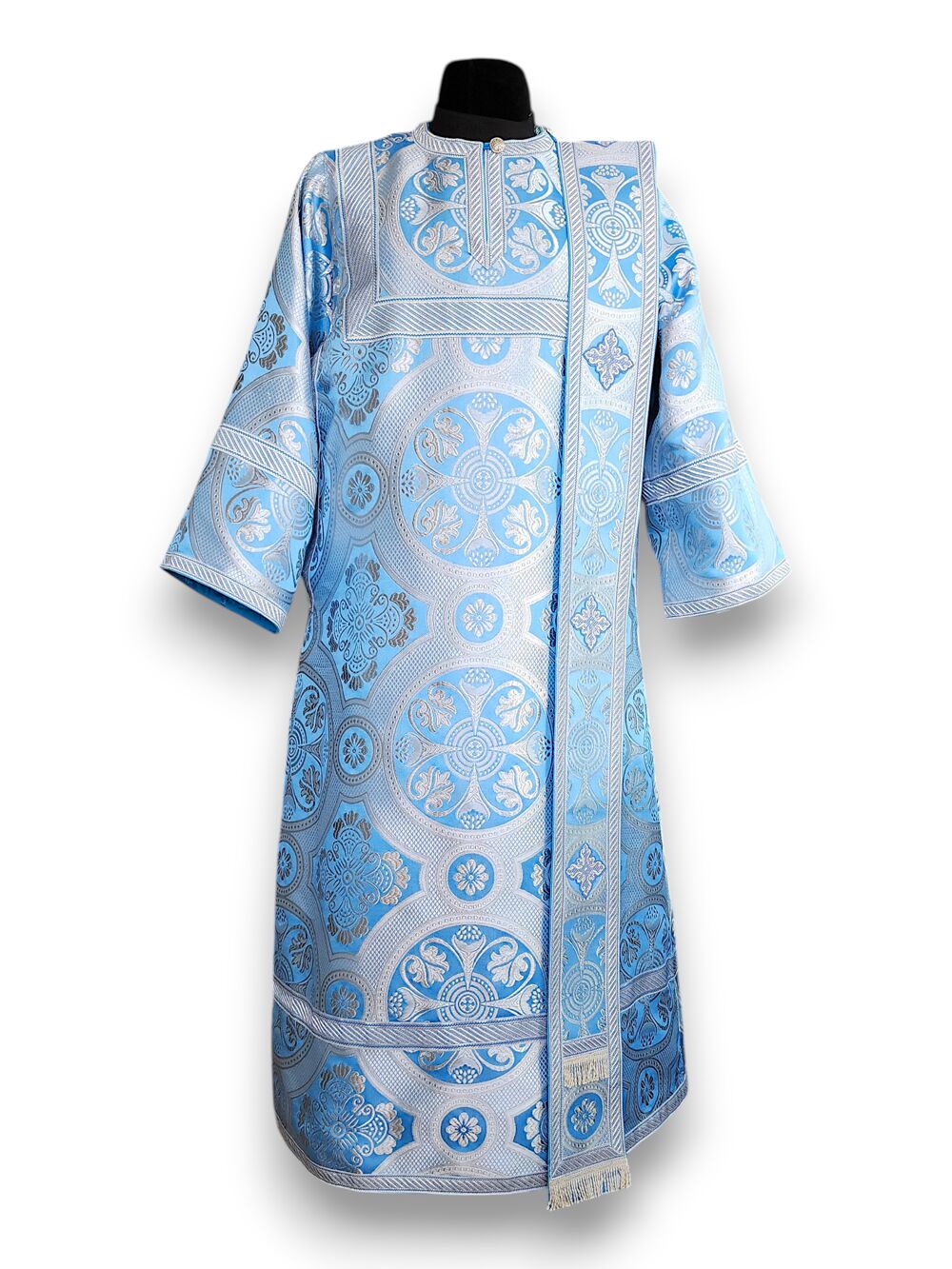 Light blue subdeacon's vestment made of (Drevlyanskaya) brocade