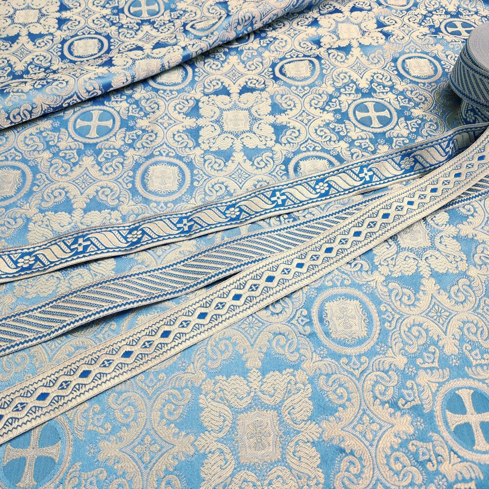 Greek Fabric light blue with silver (Feofania) for sale