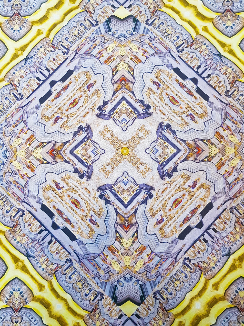 Head Scarf for women (Kyiv Pechersk Lavra gold and white) Greek fabric