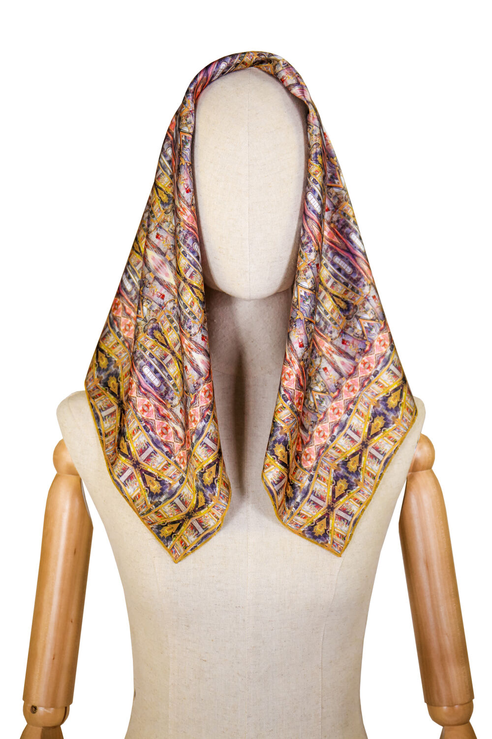 Head Scarf for women (Kyiv Pechersk Lavra pink and gold)