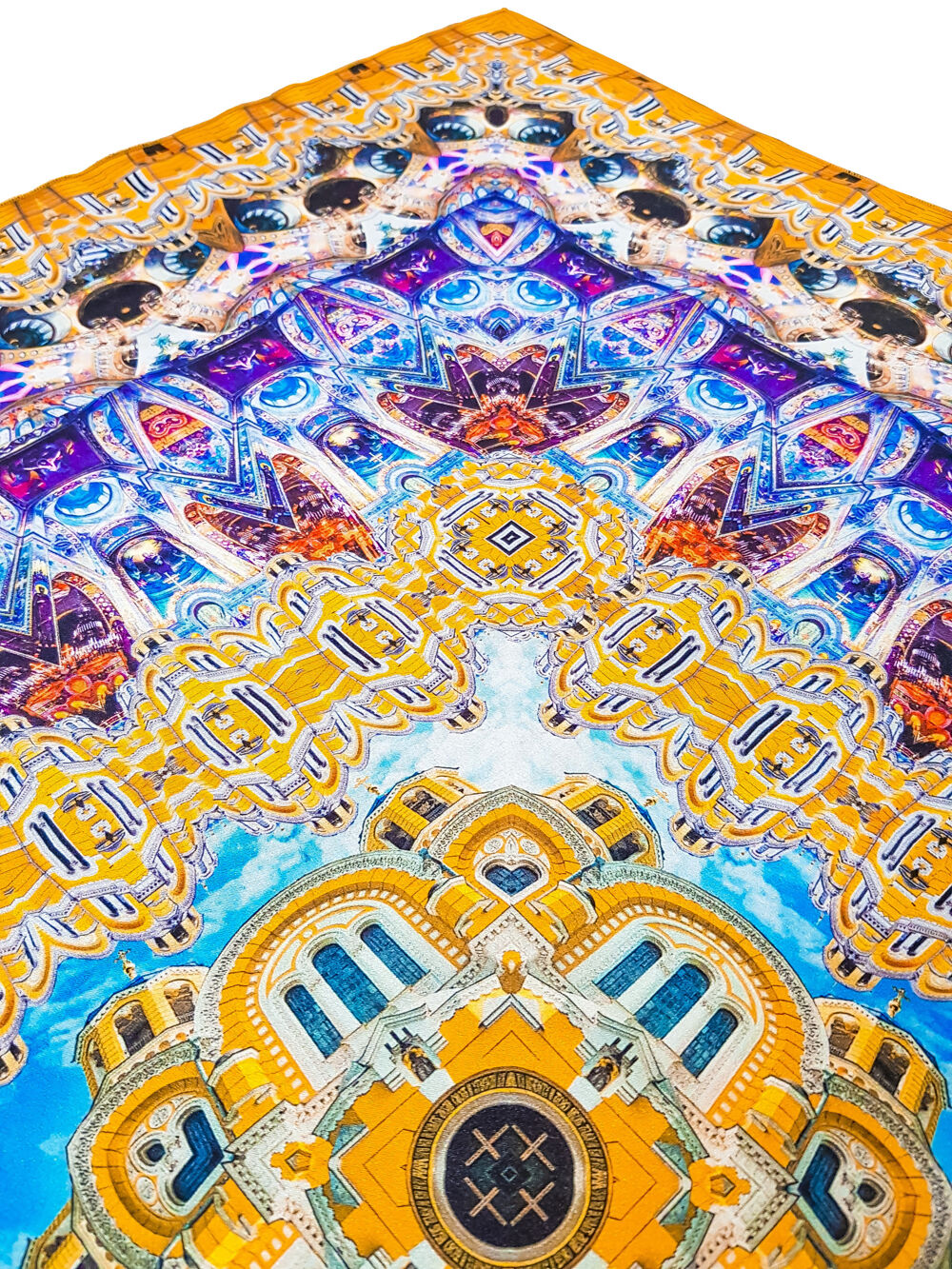 Silk Head Scarf for women (St Volodymyr's Cathedral yellow) church vestments