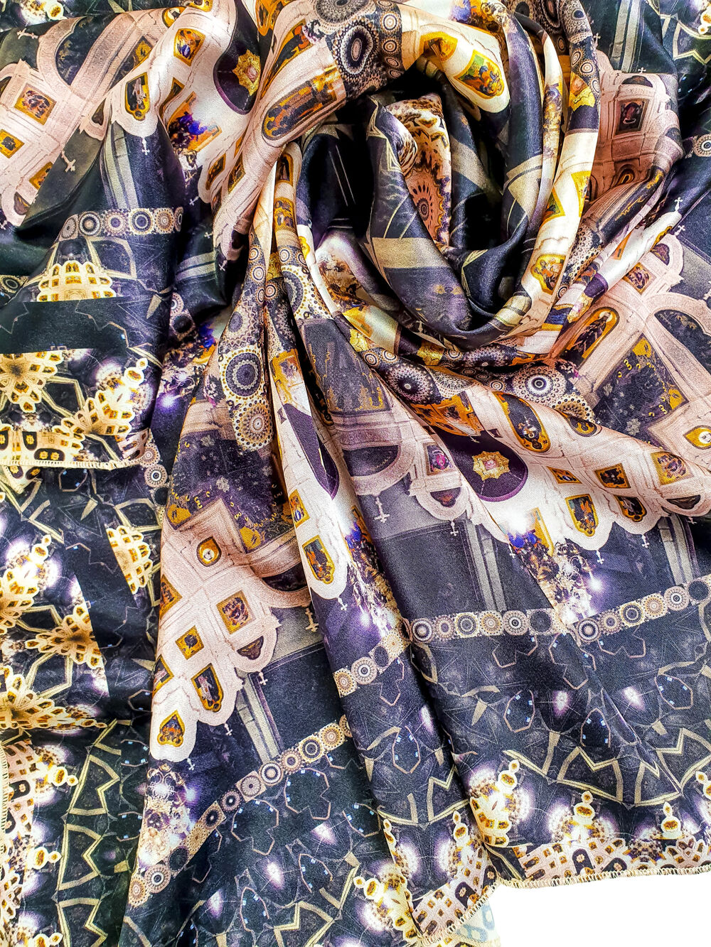 Silk Headscarf (St. Elijah's Church white) Orthodox