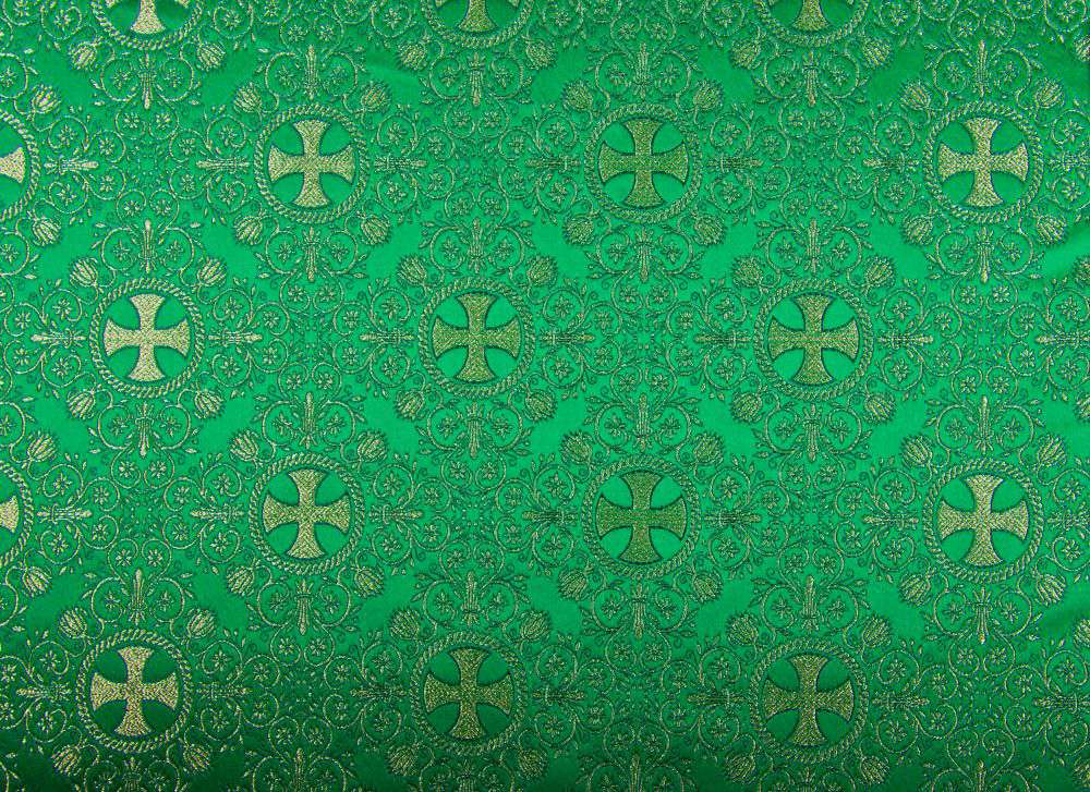Brocade (Greek Cross) for vestment green for sale