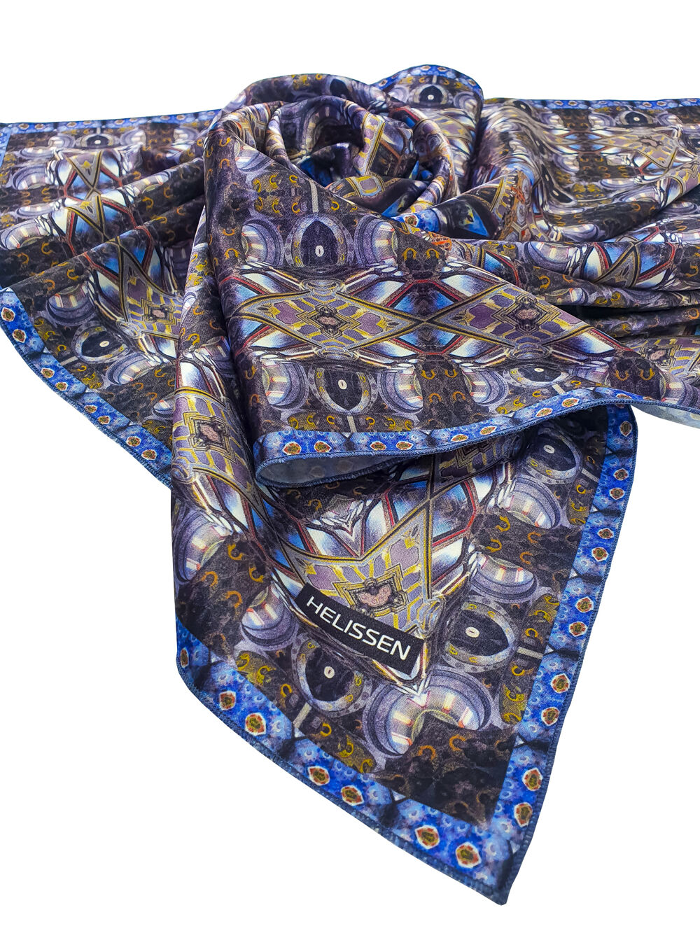 Silk Head Scarf (Kyiv Pechersk Lavra black) Greek fabric