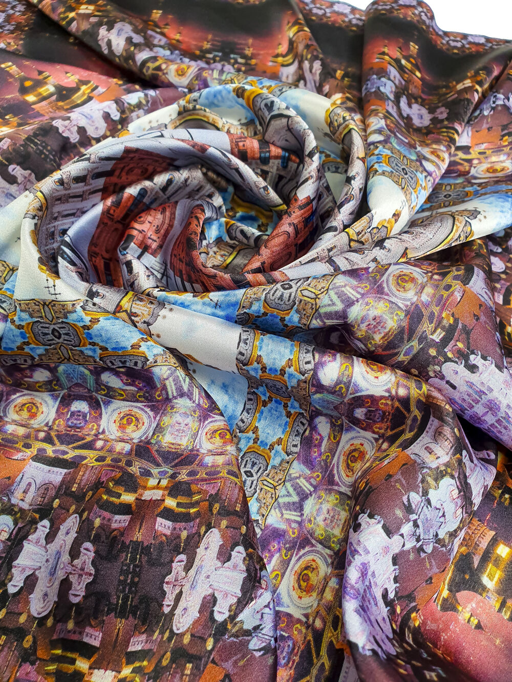 Silk Head Scarf (Kyiv Pechersk Lavra day and night) Orthodox