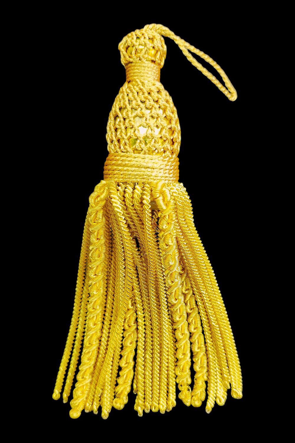 Китиця з канітельної нитки з завитками (темне золото)