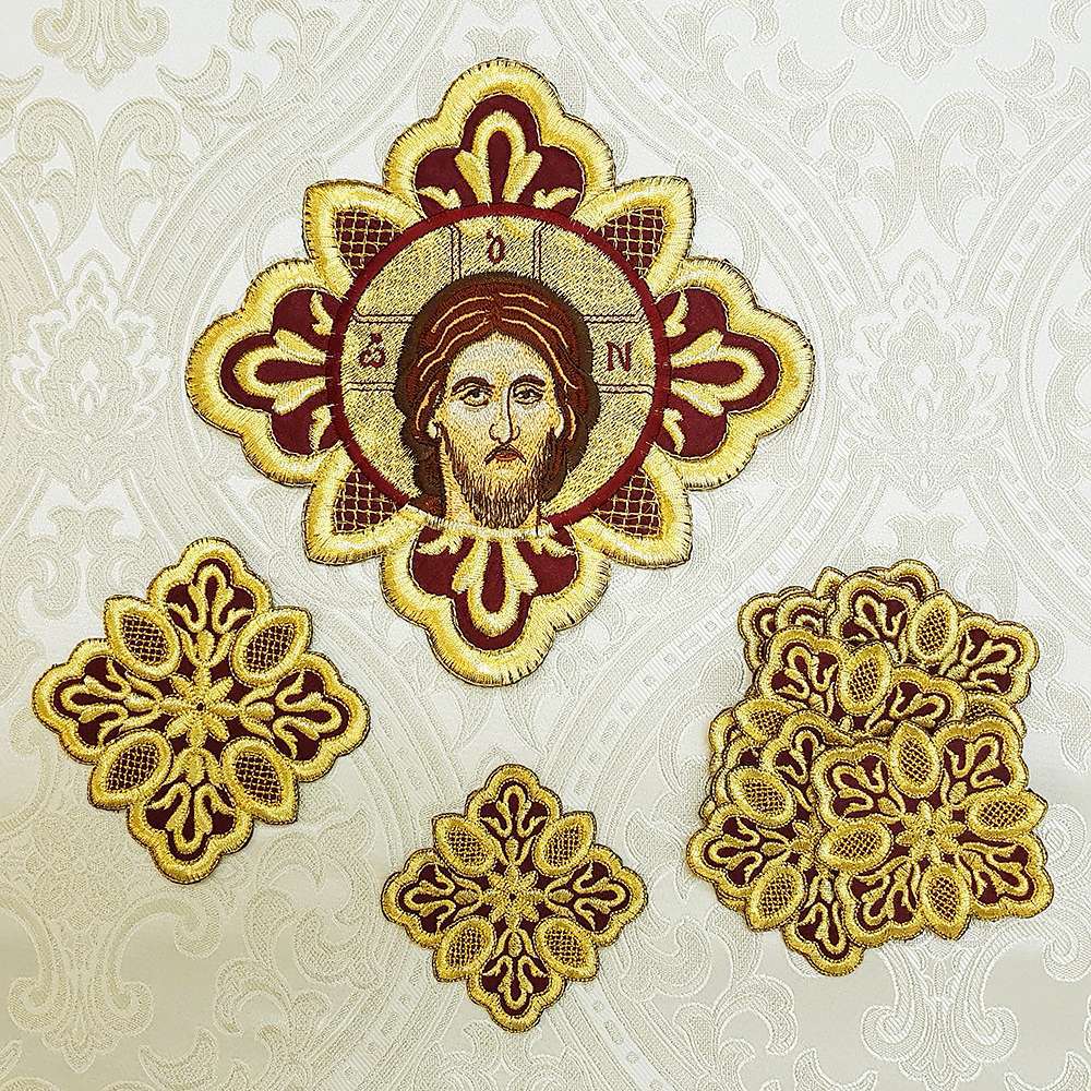 Set of Dark Red Crosses for Greek Vestments