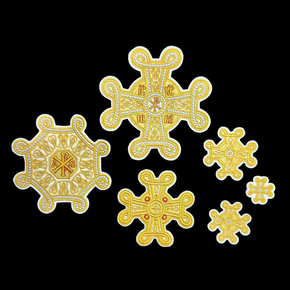 Set of embroidered crosses (Pearl) for the bishop