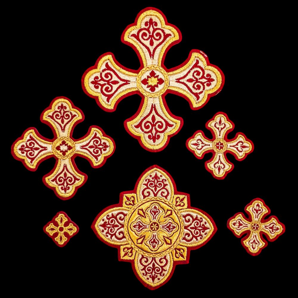 Set of Embroidered Crosses for Vestments (Lavra)