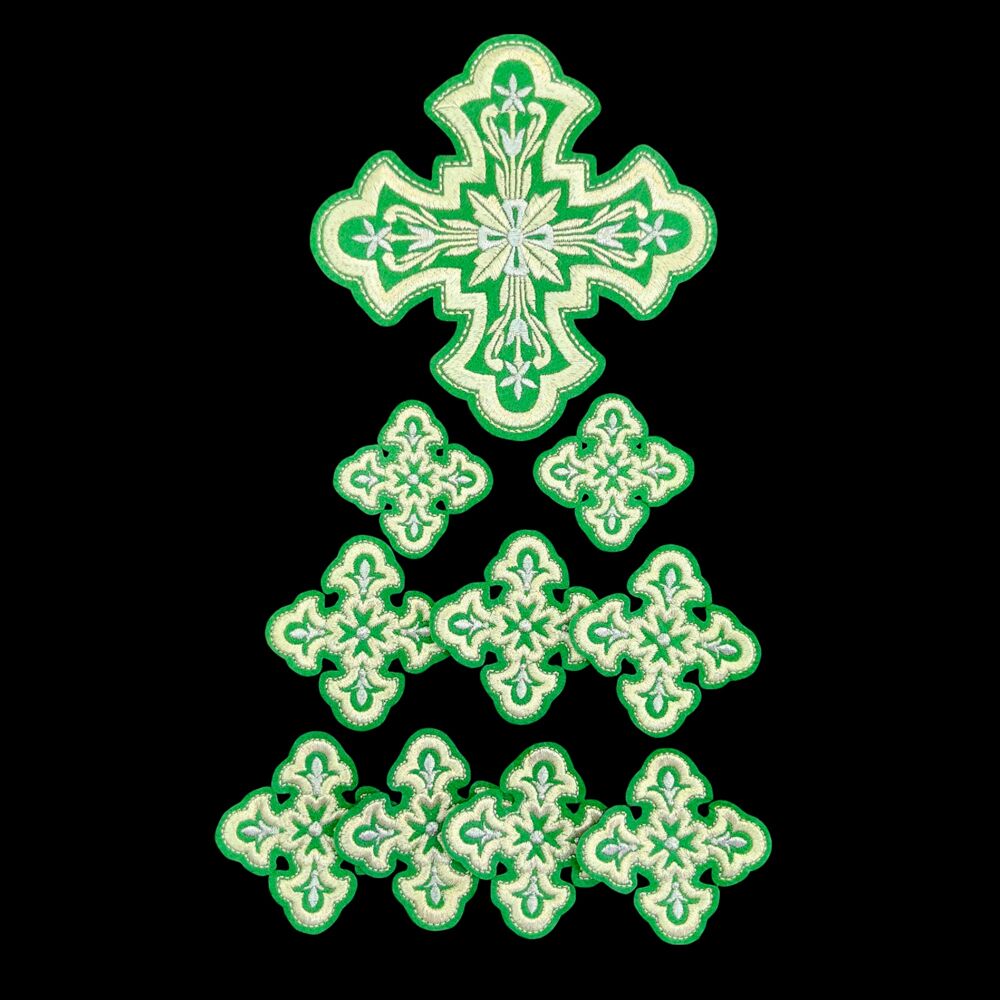 Deacon Vestment Set (Floral) green with silver