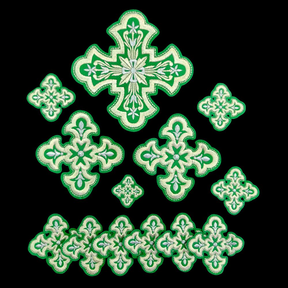 Set of crosses (Floral) green with silver