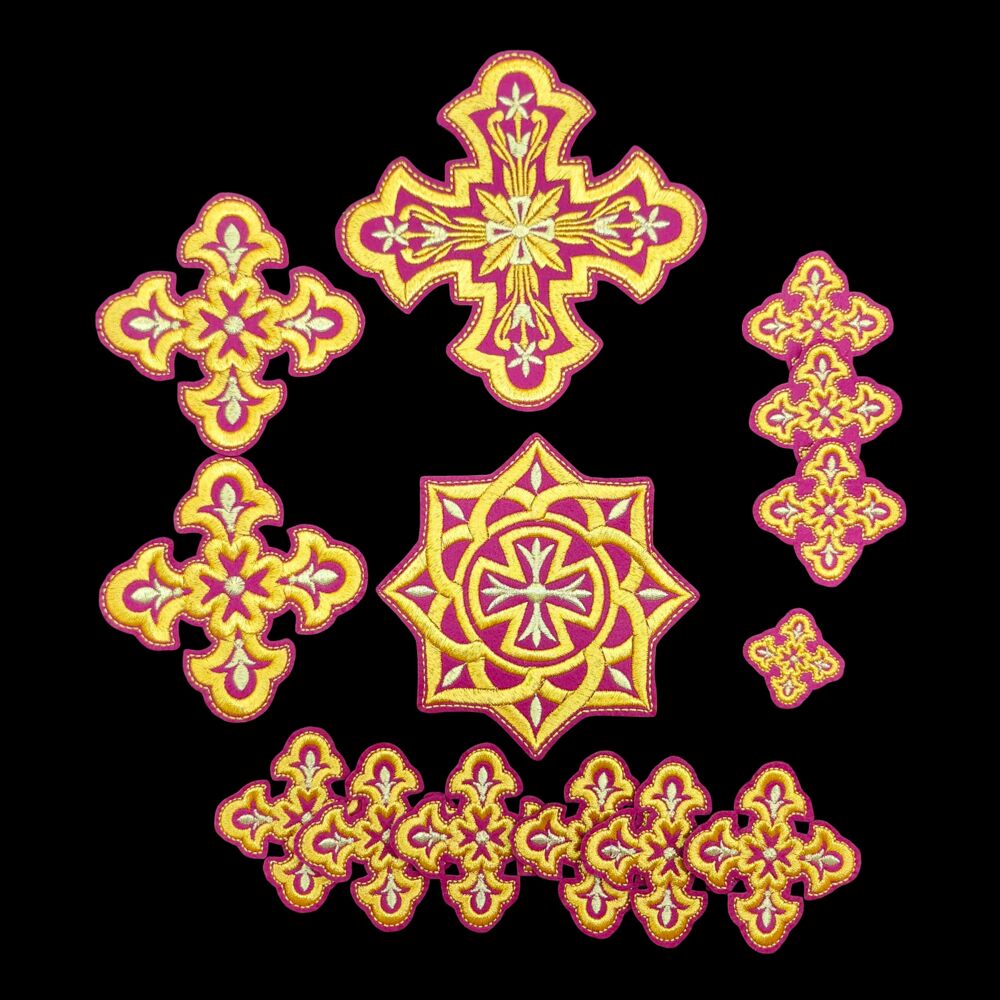 Set of embroidered crosses (Floral) for a priest