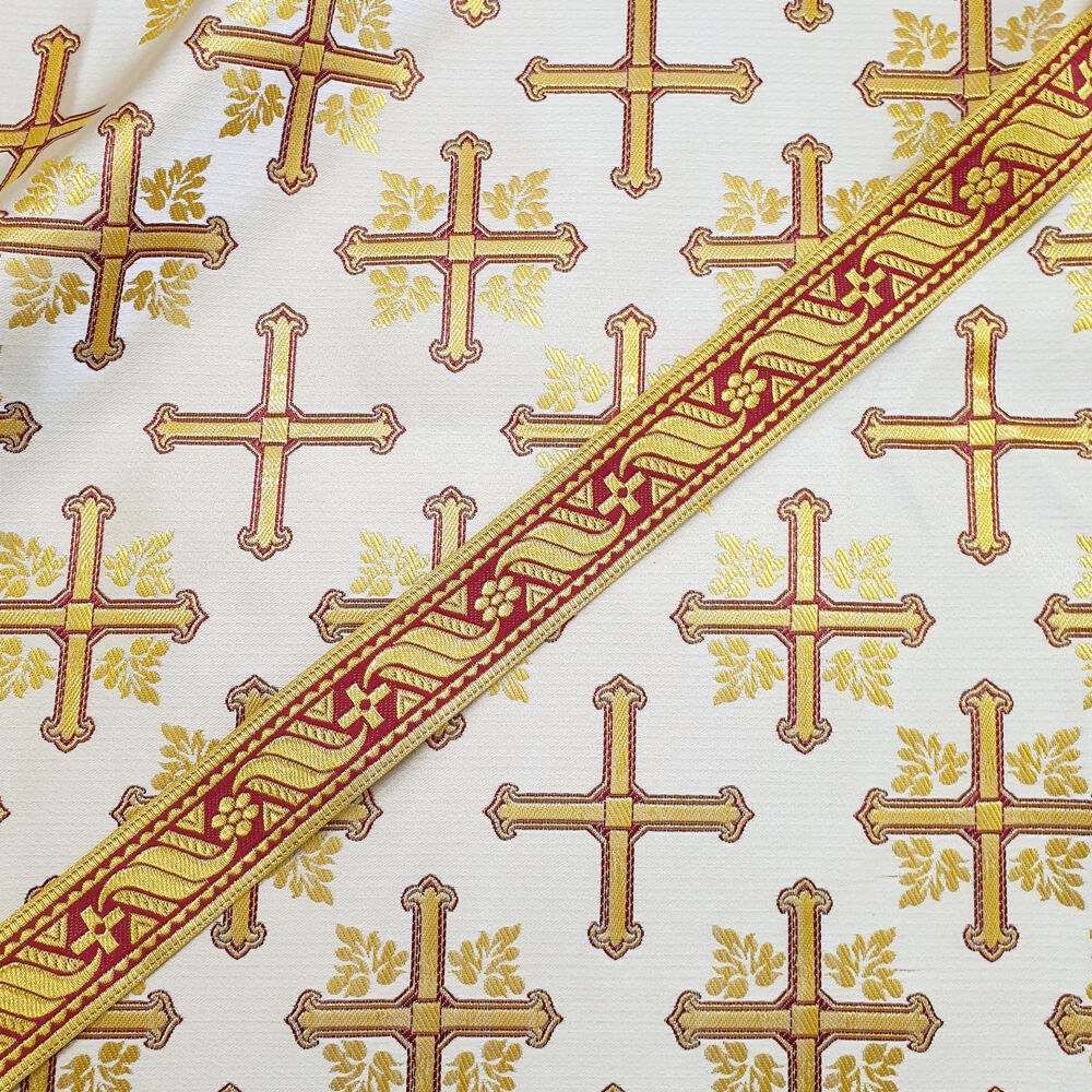 Brocade white with dark red (Poltava Cross) for sale
