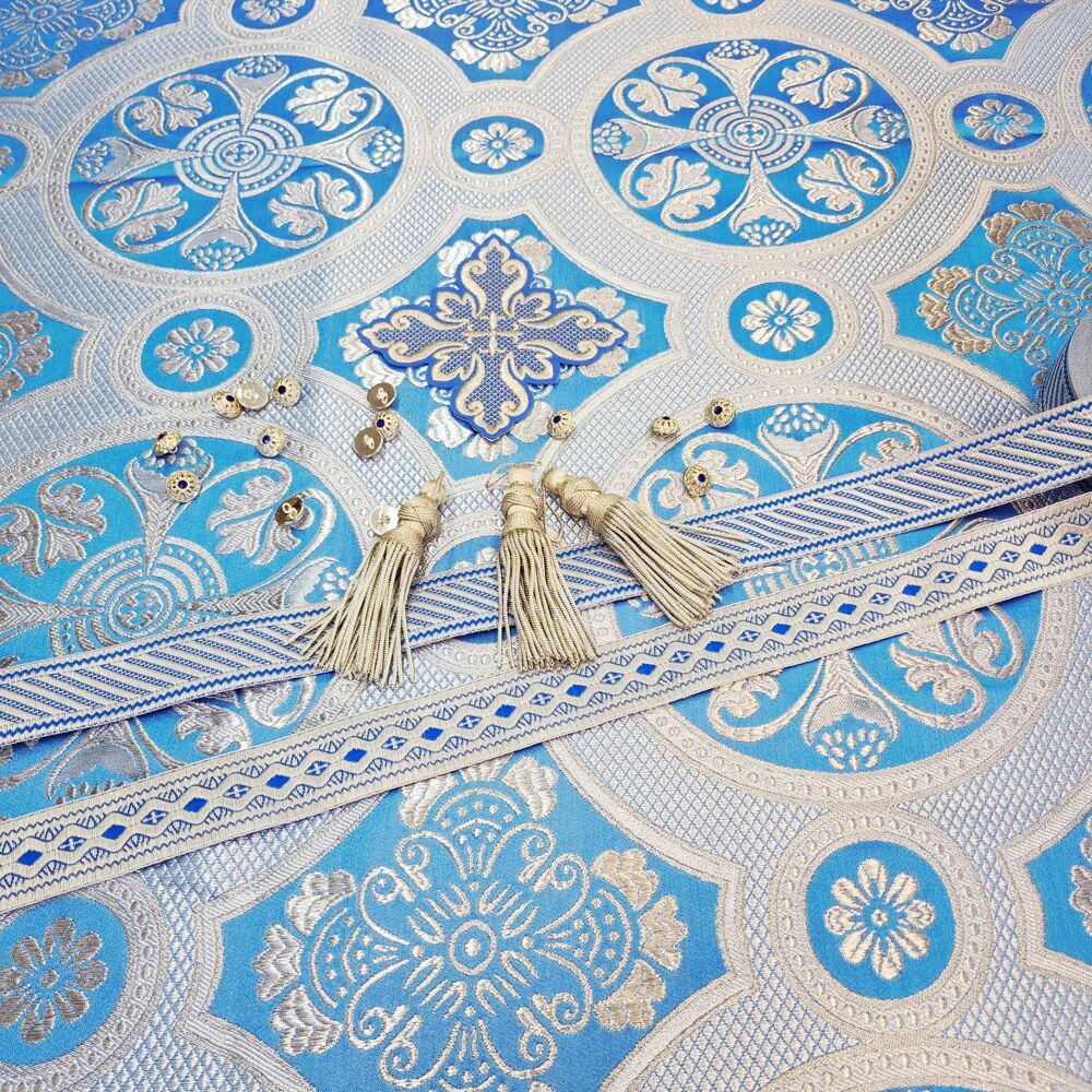 Brocade (Drevlyanska) blue with silver for sale