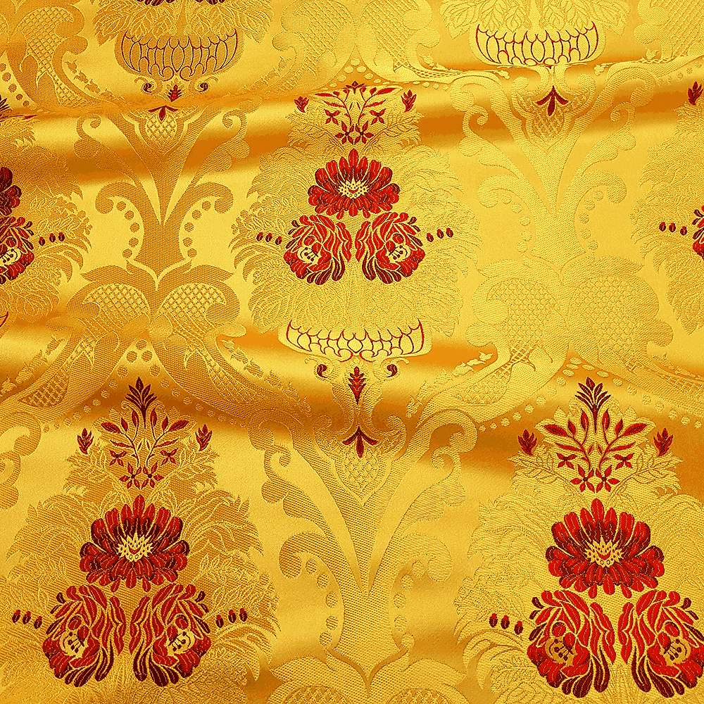 Brocade for Liturgical Vestments yellow (Pochaevskaya)