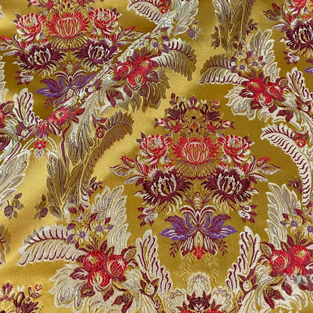 Brocade for robes (Pokrovskaya) yellow with burgundy