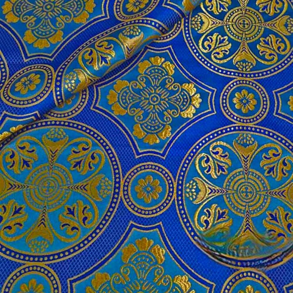 Парча «Древлянська» блакитна зі синім