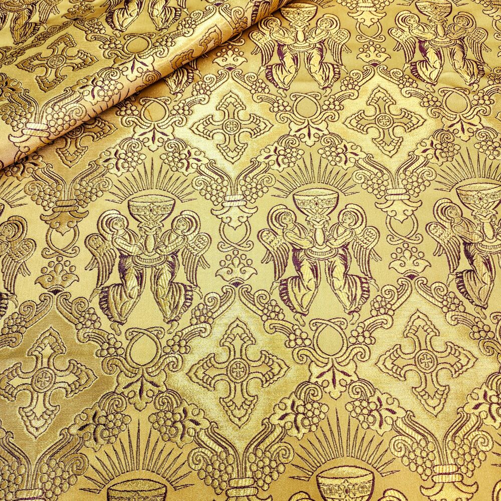 Brocade with angels for church vestments (Chalice)