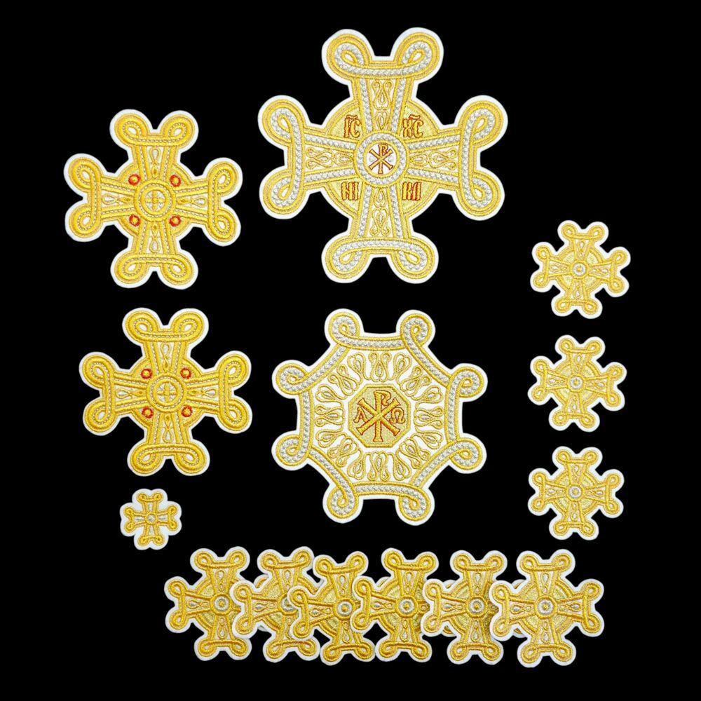 Set of embroidered crosses (Pearl) for a priest