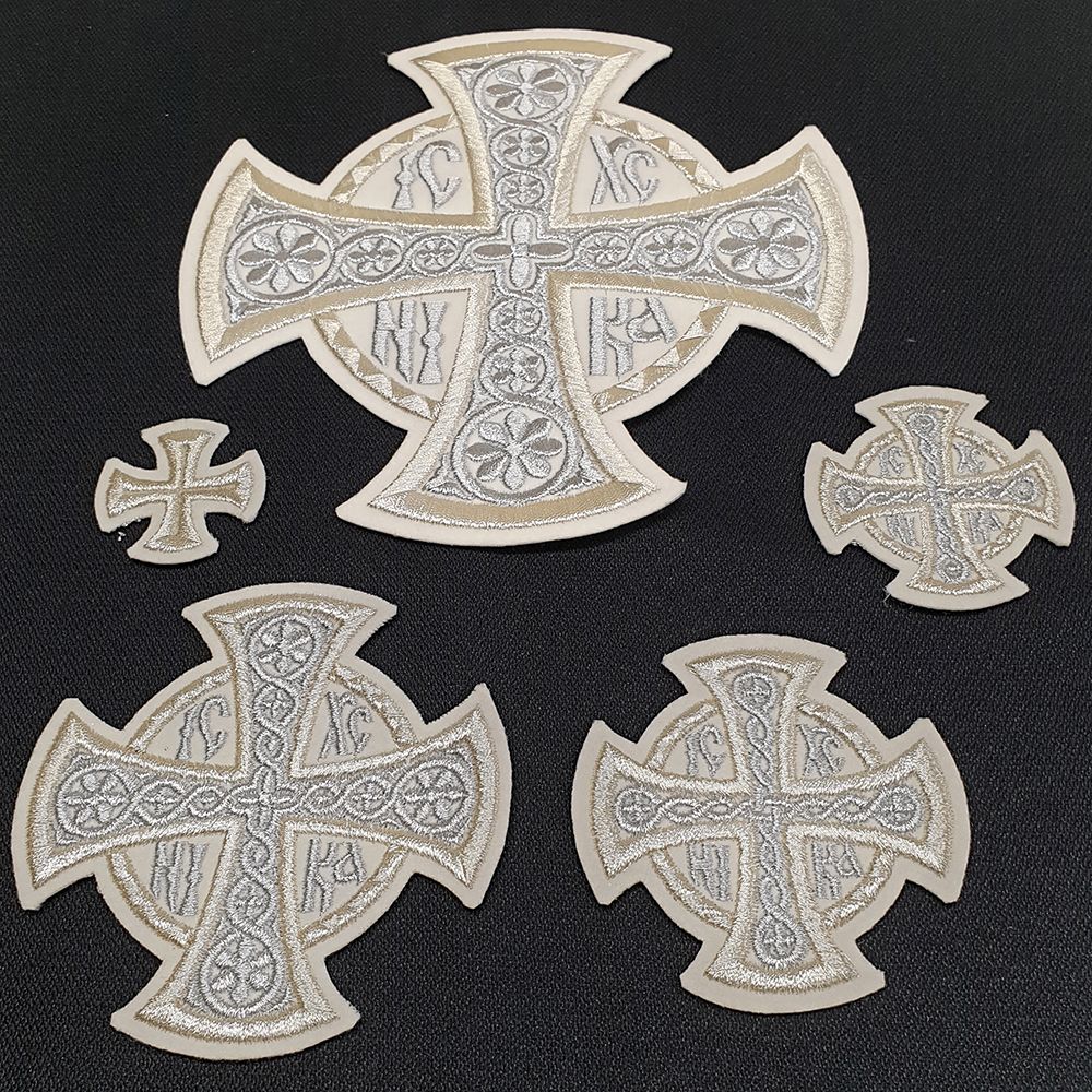 Set of White Crosses for Greek Vestments (Nika) for sale