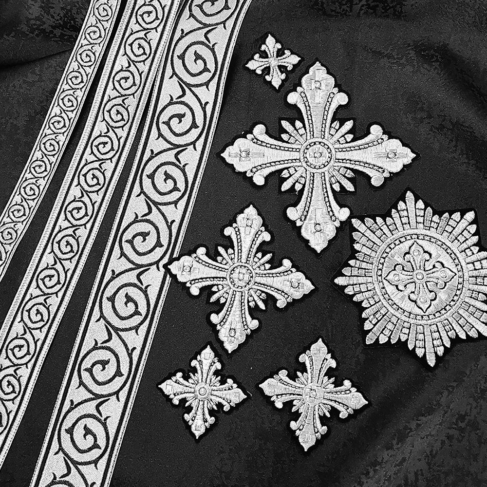 Silk brocatelle black liturgical vestments