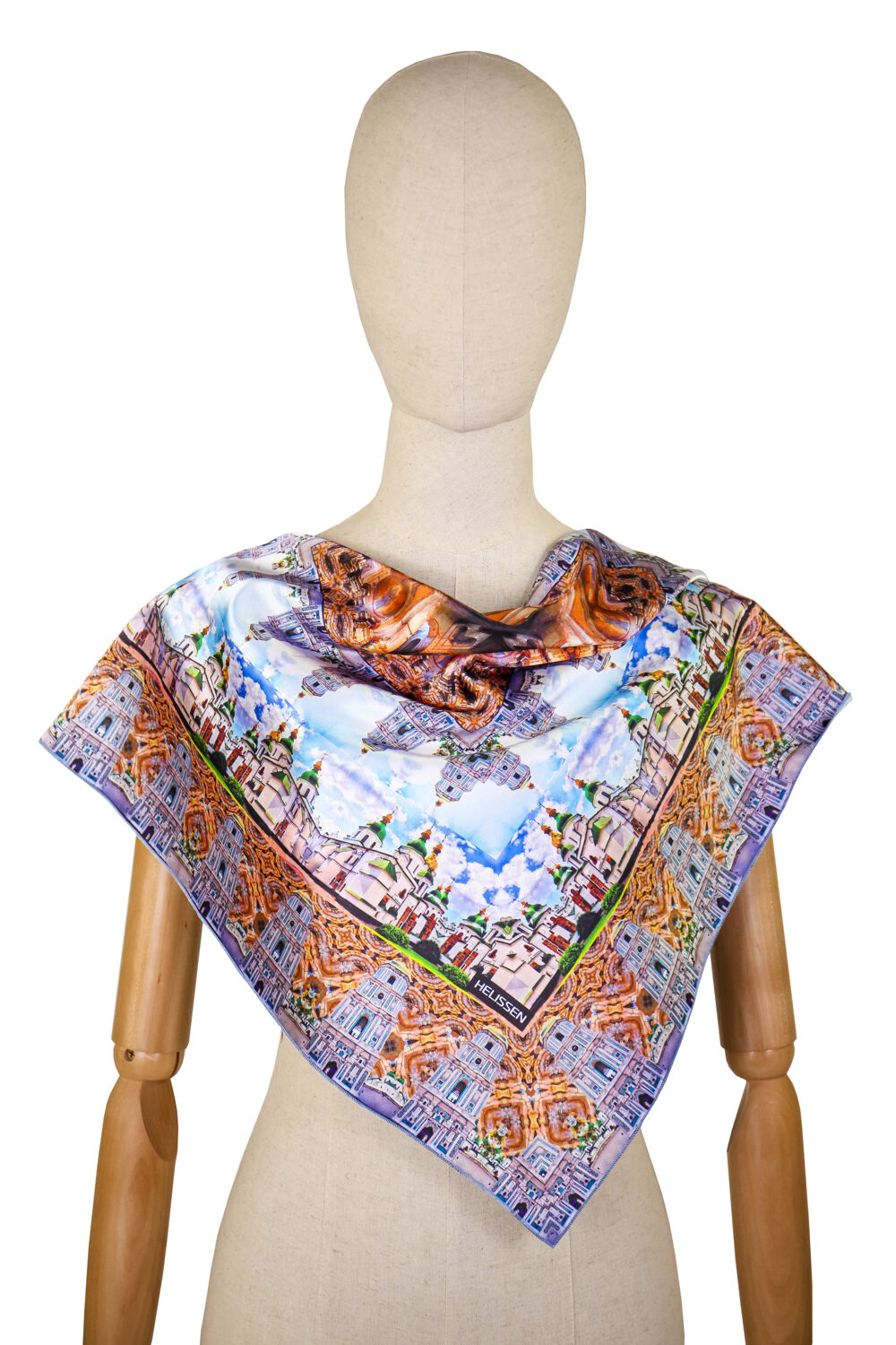 Silk Head Scarf (Saint Sophia Cathedral snowflake) Greek fabric