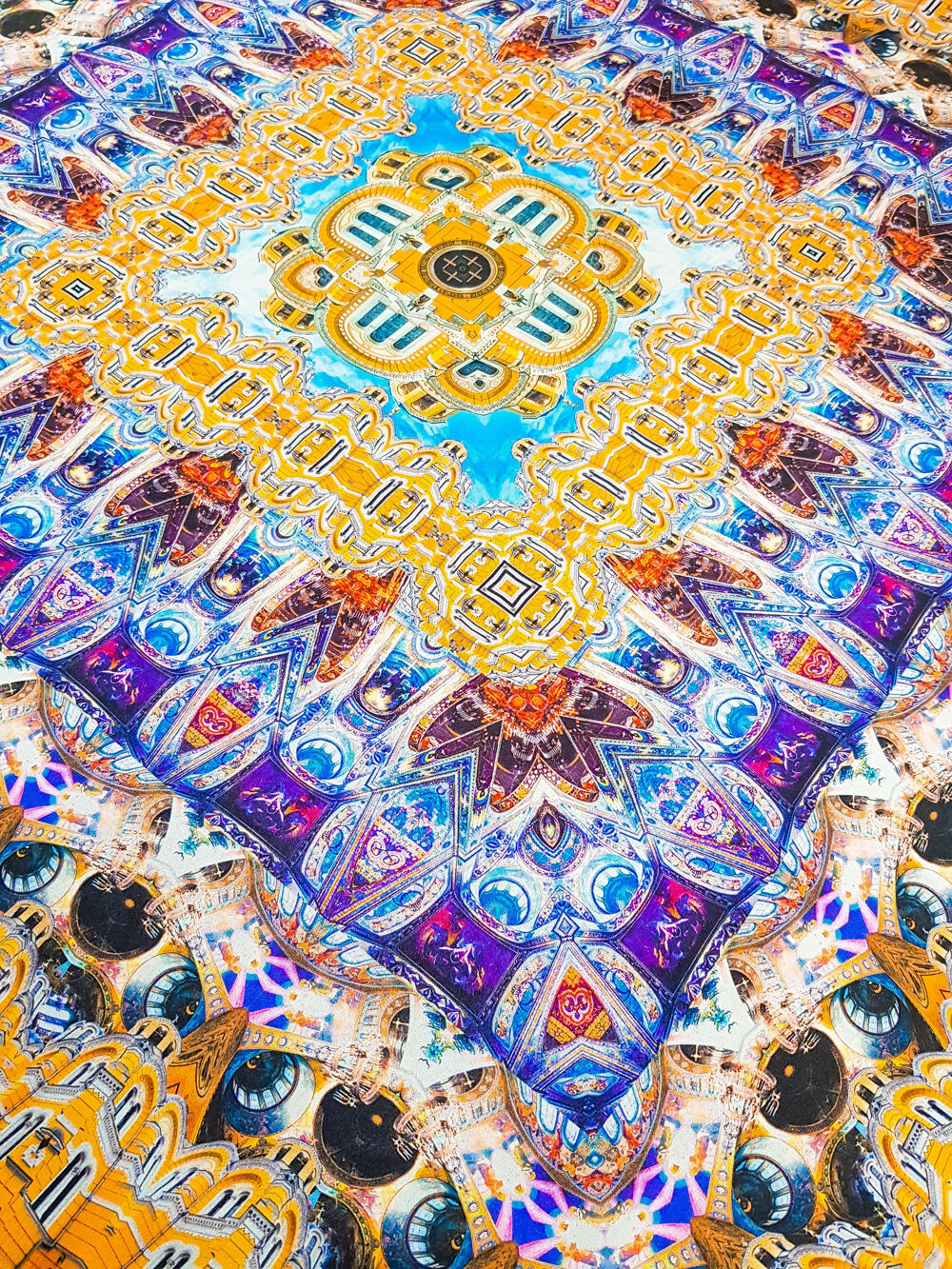 Silk Head Scarf for women (St Volodymyr's Cathedral yellow) Greek fabric