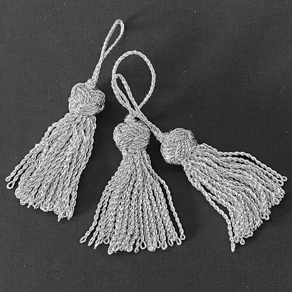 Tassel with large knot lurex silver for sale