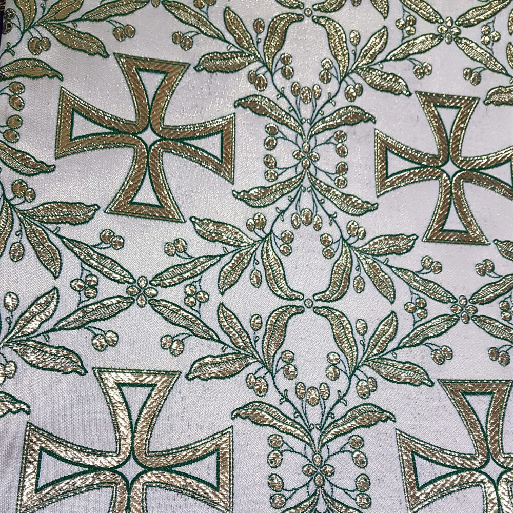 Church fabric for the priest white with green P01-4600/4606