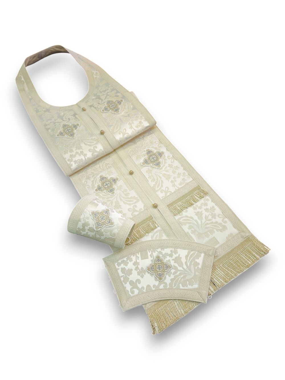 Stole set white with crosses (Tsargrad)
