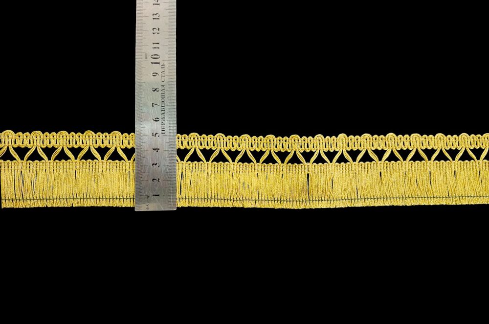 Twisted thread fringe on braid light gold 5 cm for sale