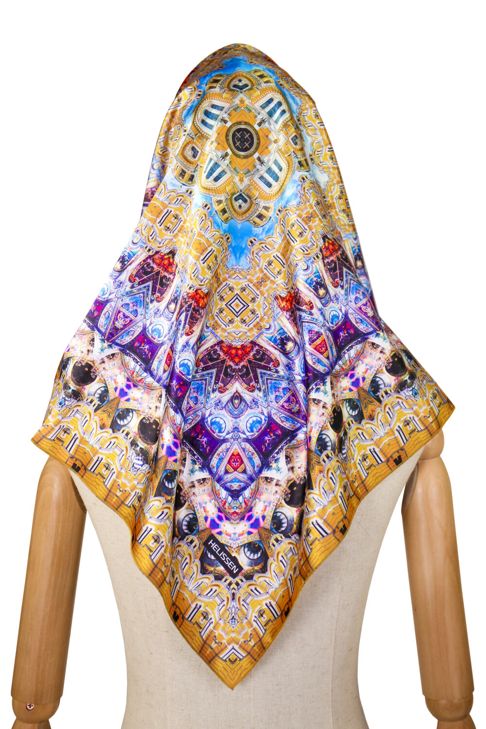 Silk Head Scarf for women (St Volodymyr's Cathedral yellow)