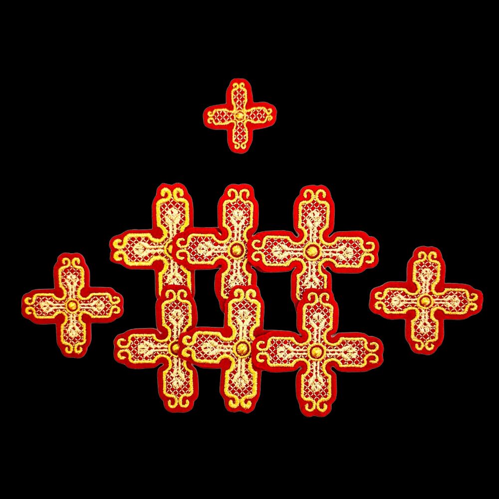 Embroidered crosses for stole and cuffs (Candlemas)