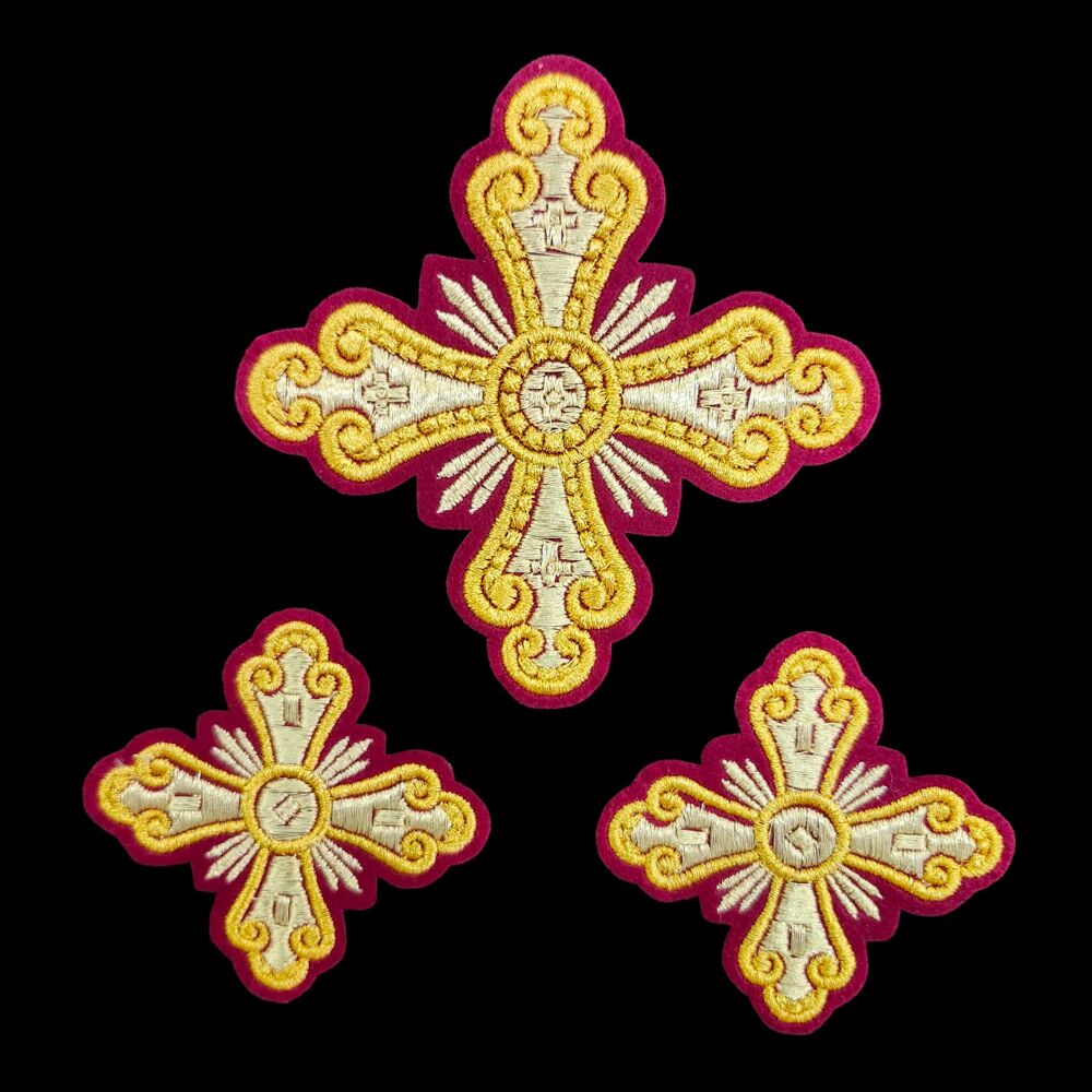 Embroidered crosses (Annunciation) for the liturgical set