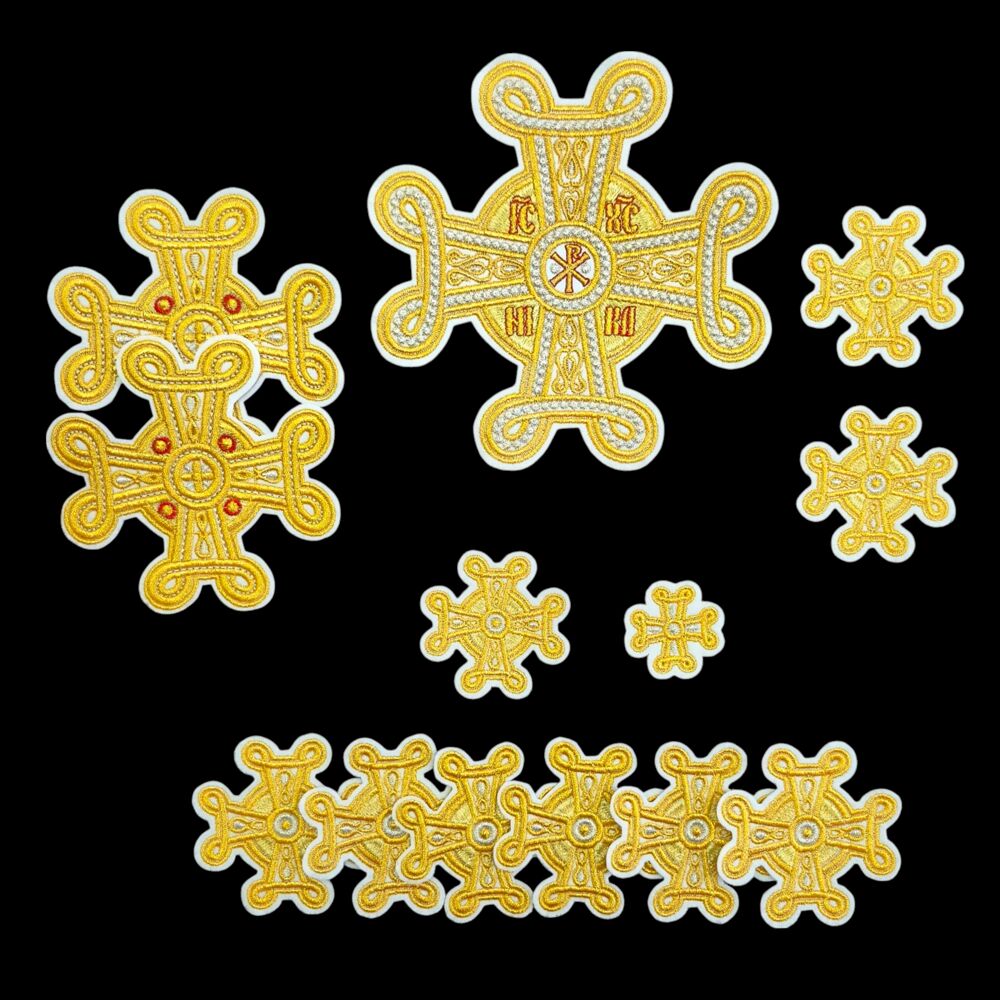 Embroidered crosses (Pearl) for vestments in Greek cut